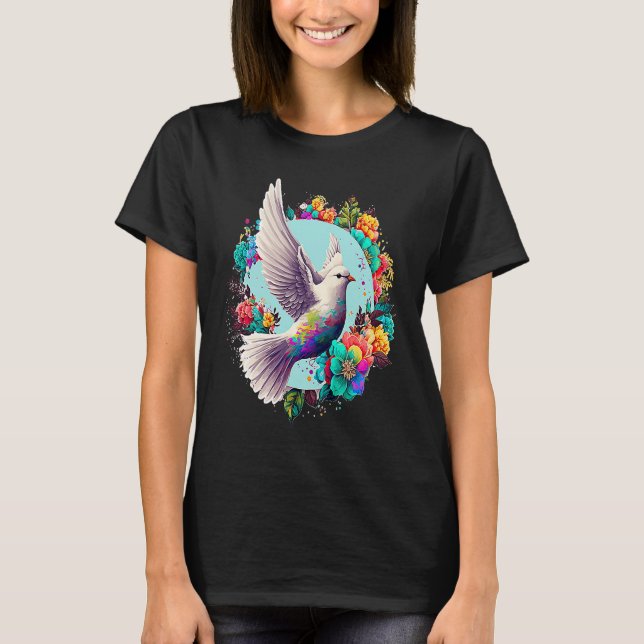 Camiseta Peace Dove Colourful Peace Dove Peace Flowers Worl (Frente)