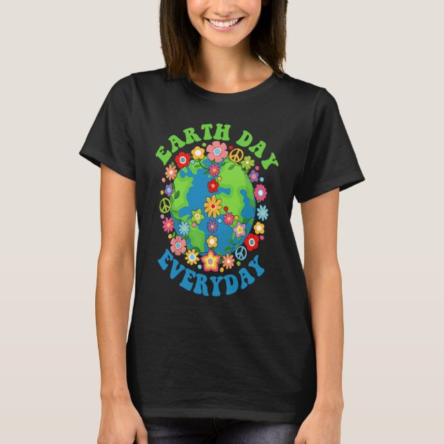 Camiseta Peace Earth Day Everyday 60s 70s Hippie Retro Envi (Frente)