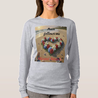 Camiseta Peace Follows Me Beautiful Beach Floral T-Shirt
