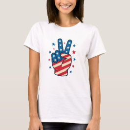 Camiseta Peace Hand USA Flag 4th of July