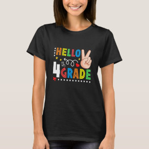 Camiseta Peace Hello 4th Grade Back To School Teacher Study