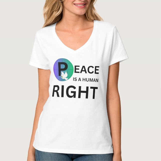 Camiseta Peace Is a Human Right | Dove and Earth Symbol (Frente)