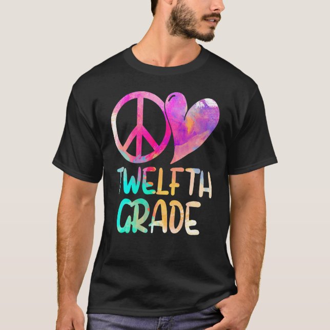 Camiseta Peace Love 12º Ano De Volta Ao Professor (Frente)