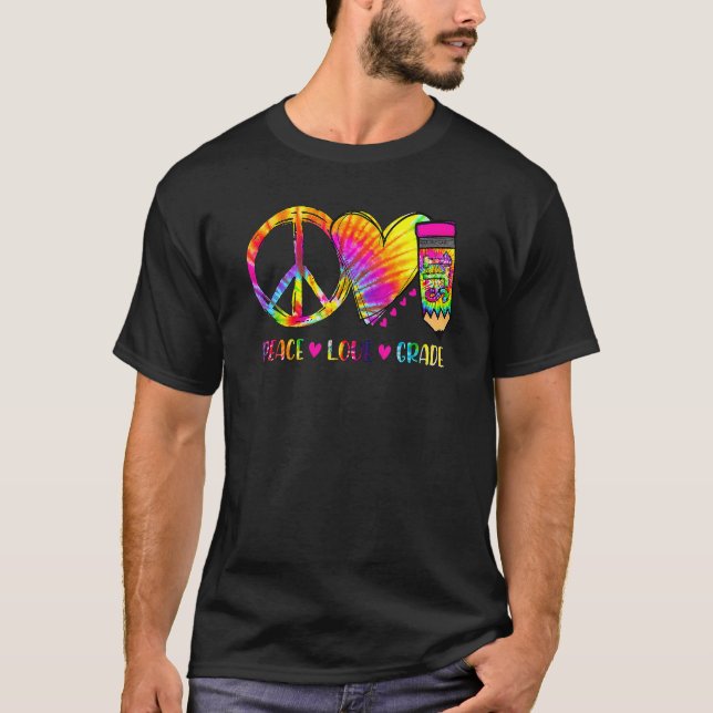 Camiseta Peace Love 1rua Tie Dye Student Kid (Frente)