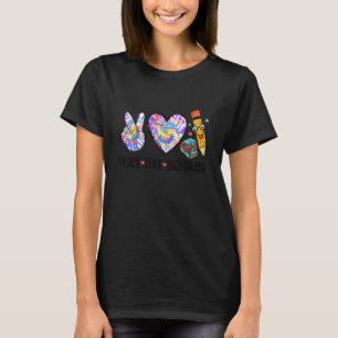 Camiseta Peace Love 3rd Grade Tie Dye Cute De Volta À Escol