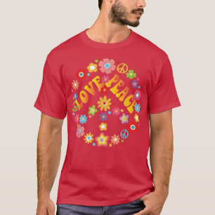 Camiseta PEACE LOVE 60s 70s Tie Dye Hippie Halloween Costu