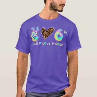 Camiseta Peace Love 6th Grade Squad Back to School Teacher