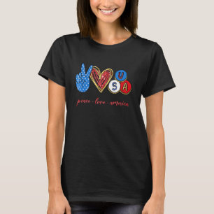 Camiseta Peace Love America Flag Usa 4 De Julho