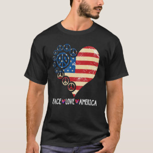 Camiseta Peace Love America Hearotic Patriotic Usa Flag 4th