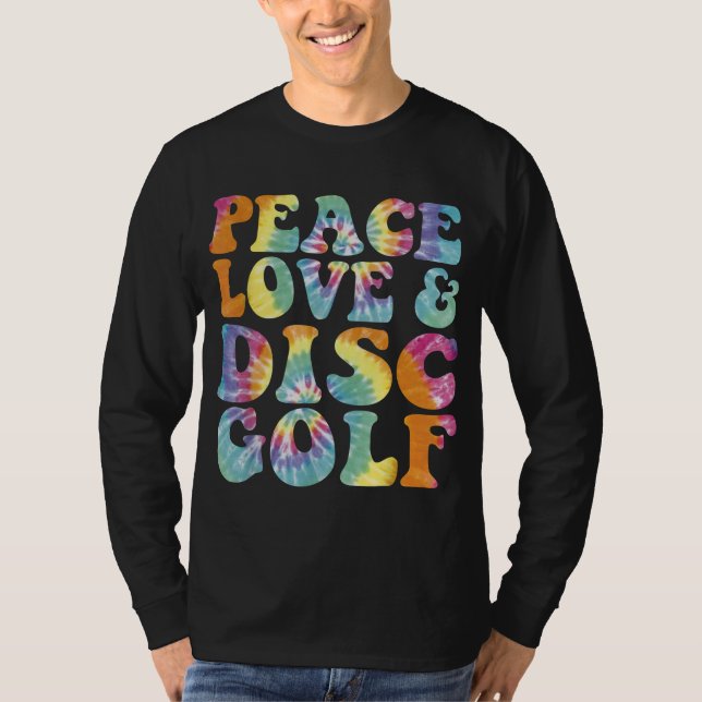Camiseta Peace Love and Disk Golf Printed Tie Dye (Frente)