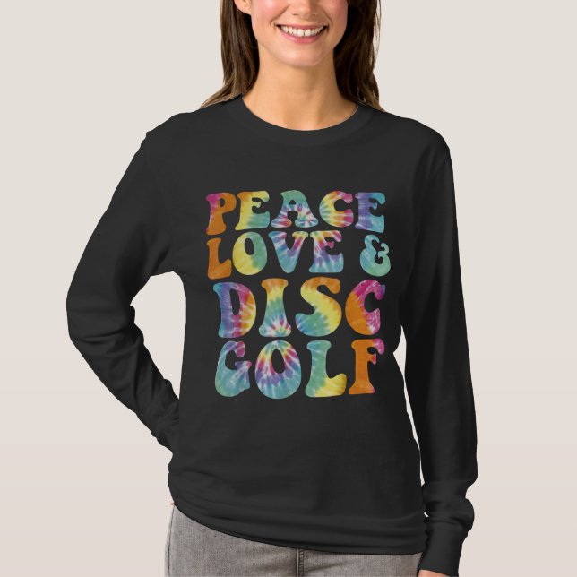 Camiseta Peace Love and Disk Golf Printed Tie Dye (Frente)