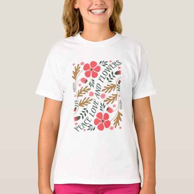 Camiseta Peace, Love and Flowers – Floral Tee (Frente)