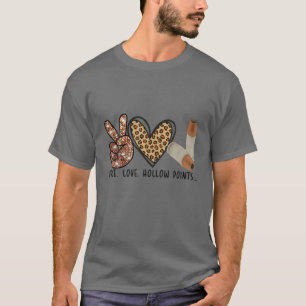 Camiseta Peace Love And Hollow Points Leopard