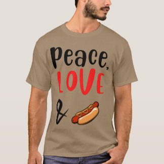 Camiseta Peace Love and Hotdogs friends