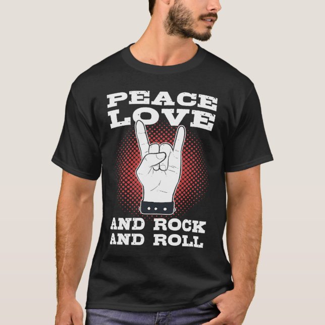 Camiseta Peace Love And Rock n Roll (Frente)