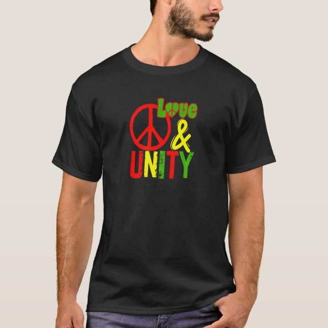 Camiseta Peace Love and Unity Jamaica Reggae Music Rasta Re (Frente)