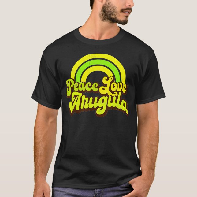 Camiseta PEACE LOVE ARUGULA Retro Rainbow Hippie Arugula  (Frente)