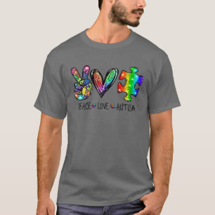 Camiseta Peace Love Autism Puzzle Ribbon Autism Awareness V