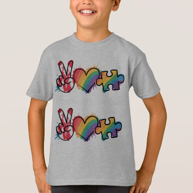 Camiseta Peace.Love.Autism  T-Shirt (Frente)
