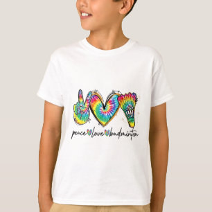 Camiseta Peace Love Badminton Engraçado Tie Dye Badminton L