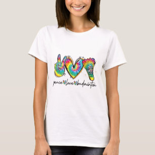 Camiseta Peace Love Badminton Engraçado Tie Dye Badminton L