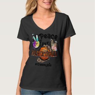 Camiseta Peace Love Basball Gammy Life Mãe Avó Leopa