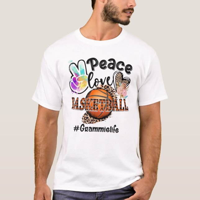 Camiseta Peace Love Basball Grammie Life Mãe Avó Leo (Frente)