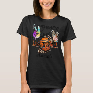Camiseta Peace Love Basball Nonna Life Mãe Avó Leopa