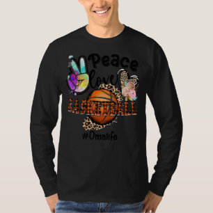 Camiseta Peace Love Basball Oma Life Mãe Avó Leopardo