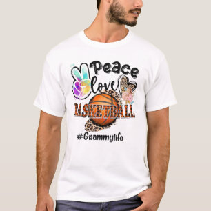 Camiseta Peace Love Basbol Life Mãe Avó Leop
