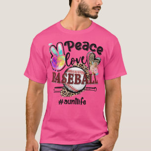 Camiseta Peace Love Baseball tia Life Mãe Avó Leopardo