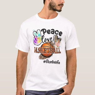Camiseta Peace Love Basquetebol tia Life Mãe Avó Leop