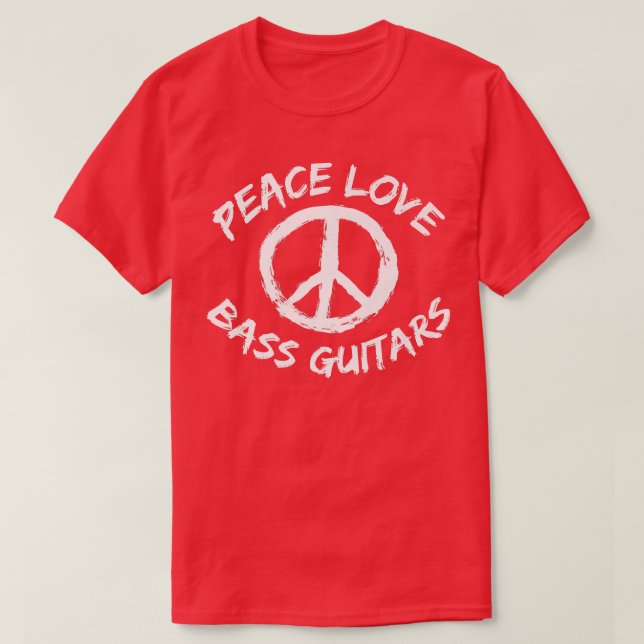 Camiseta Peace Love Bass Guitars música banda baixo g (Frente do Design)