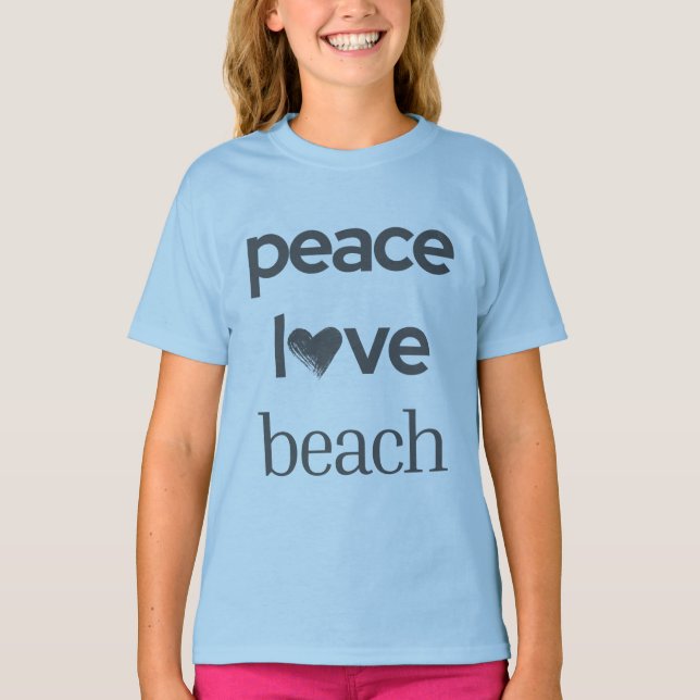 Camiseta Peace Love Beach - Sun Fun Motivational Graphic (Frente)