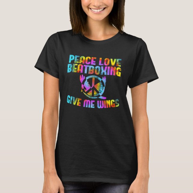 Camiseta Peace Love Beatboxing saying Vocal Percussion (Frente)