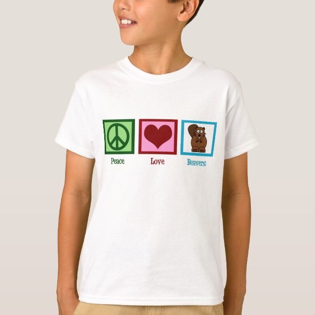 Camiseta Peace Love Beavers Kids (Frente)