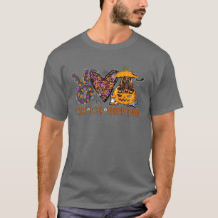 Camiseta Peace Love Bloodhound Engraçado Pumpkin Halloween