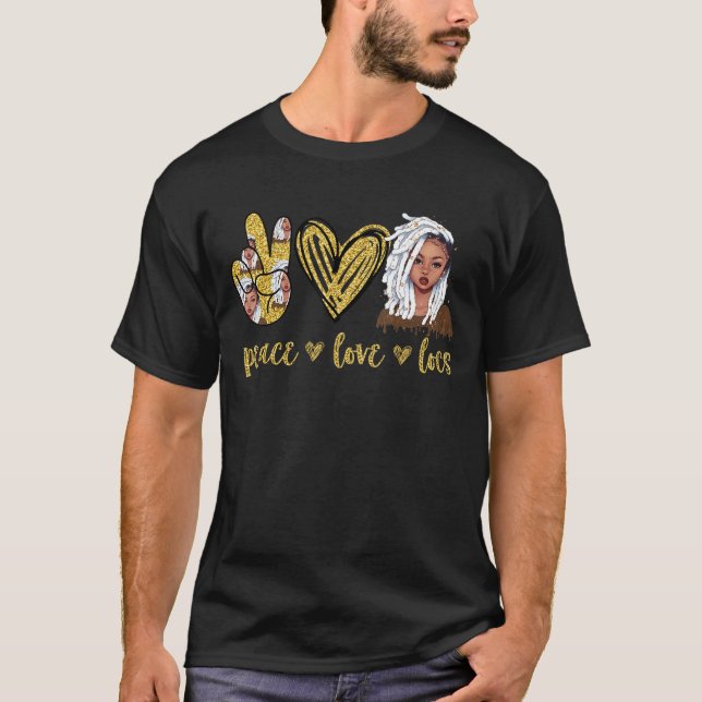 Camiseta Peace Love Bloqueia Cabelo Natural Bloqueia Cabelo (Frente)