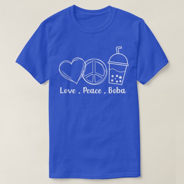 Camiseta Peace Love Boba Bubble Tea Drink Tapioca Boba Tea (Frente do Design)