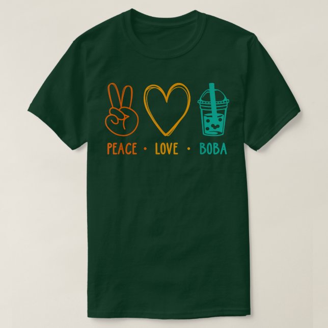 Camiseta Peace Love Boba Graphic Tea Lover Tea Drinker Bubb (Frente do Design)