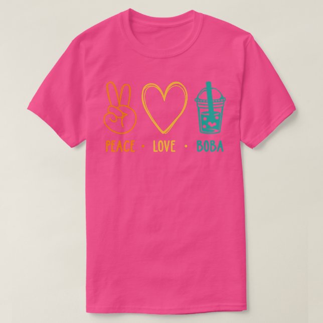 Camiseta Peace Love Boba Graphic Tea Lover Tea Drinker Bubb (Frente do Design)