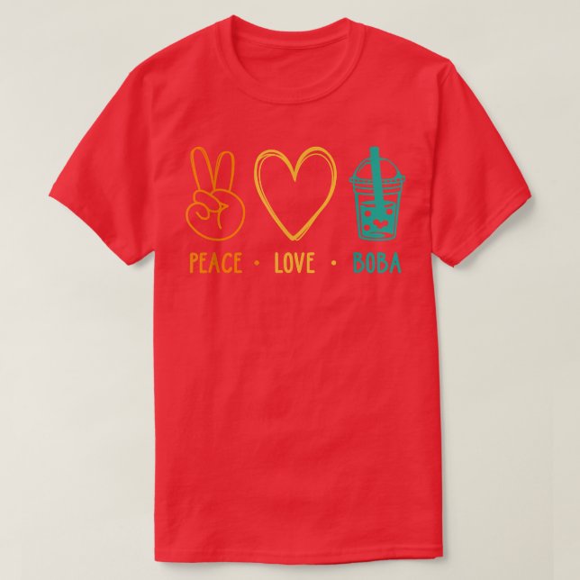 Camiseta Peace Love Boba Graphic Tea Lover Tea Drinker Bubb (Frente do Design)