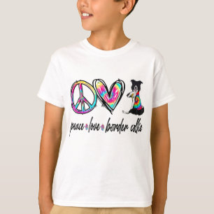 Camiseta Peace Love Border Collie Tie Dye Dog Lover Mãe