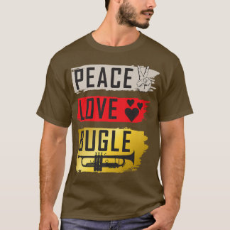 Camiseta Peace Love Bugle Drumline Music Bugle Music Instru