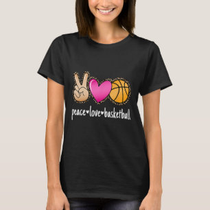 Camiseta Peace Love Bysketbyll Leopard Imprime Girls Por