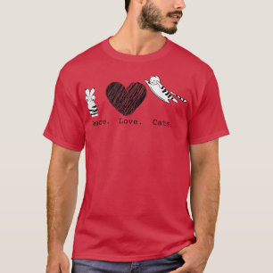 Camiseta Peace Love Cats Hippy