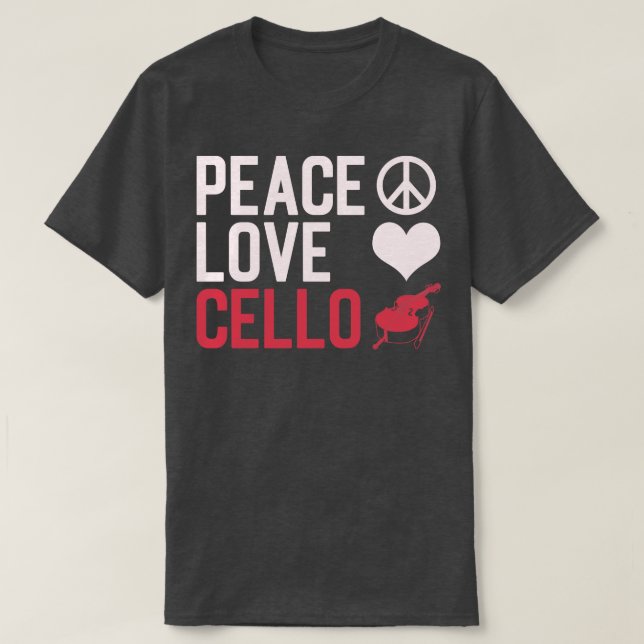 Camiseta Peace Love Cello Cellist (Frente do Design)