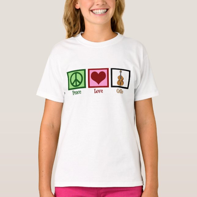 Camiseta Peace Love Cello Cute Girls (Frente)