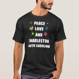 Camiseta Peace Love Charleston South Carolina Patriótica Sc