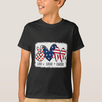 Camiseta Peace Love Chee Usa Flag 4 De Julho